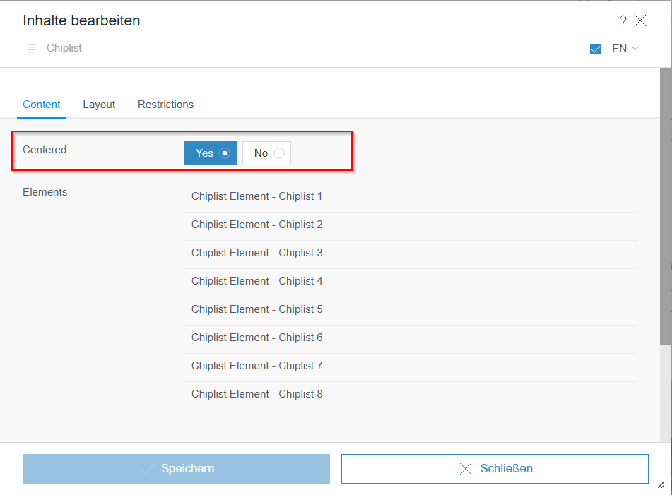 Chiplist Centered