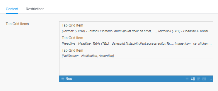 Tab Grid Content Tab