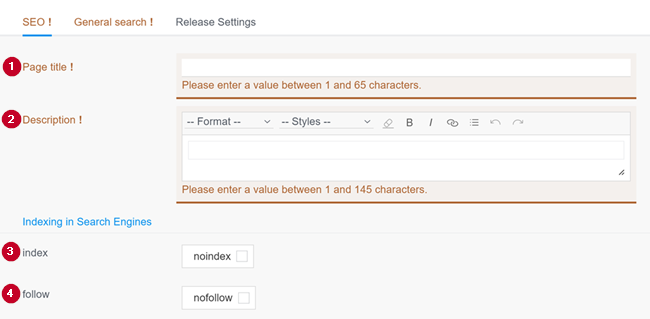 SEO Settings