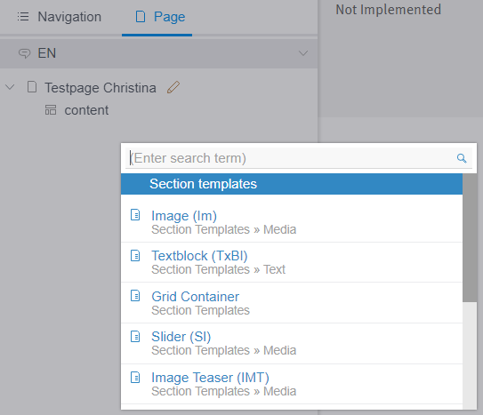 Creating a new page - Add Component